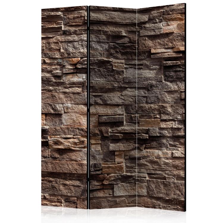 Room Divider Stylish Brown (3-piece) - pattern in wall with texture of brown stone