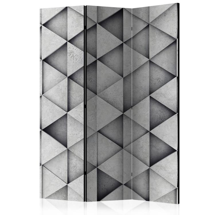Room Divider Gray Triangles (3-piece) - simple composition in geometric shapes