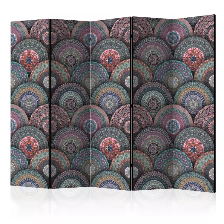 Room Divider Oriental Kaleidoscope II (5-piece) - colorful pattern in Mandala