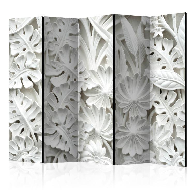 Room Divider White Garden (5-piece) - composition of alabaster flowers and leaves