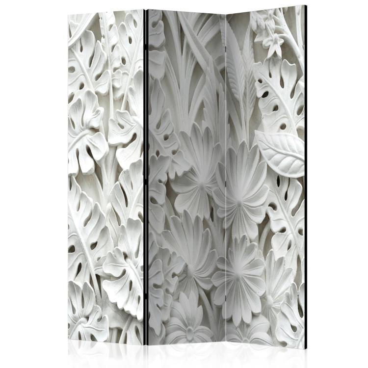 Room Divider Alabaster Garden II (3-piece) - pattern of white flowers and leaves