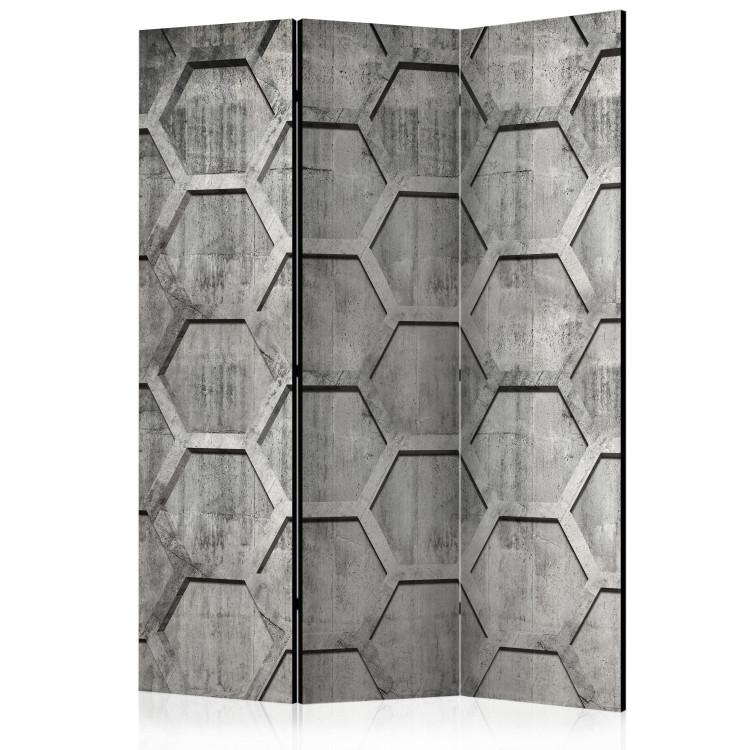 Room Divider Platinum Cubes (3-piece) - gray geometric pattern on concrete