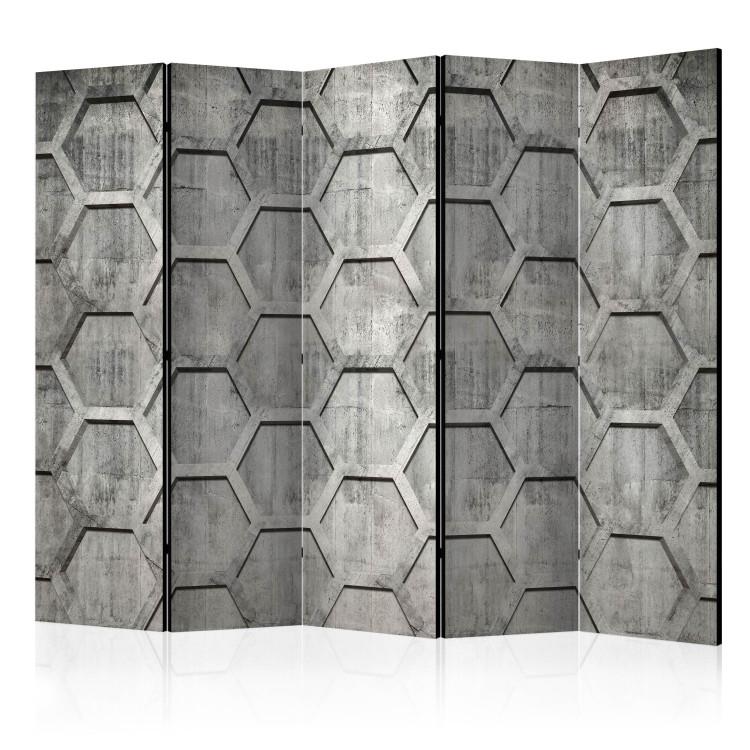 Room Divider Platinum Cubes II (5-piece) - geometric background in gray design