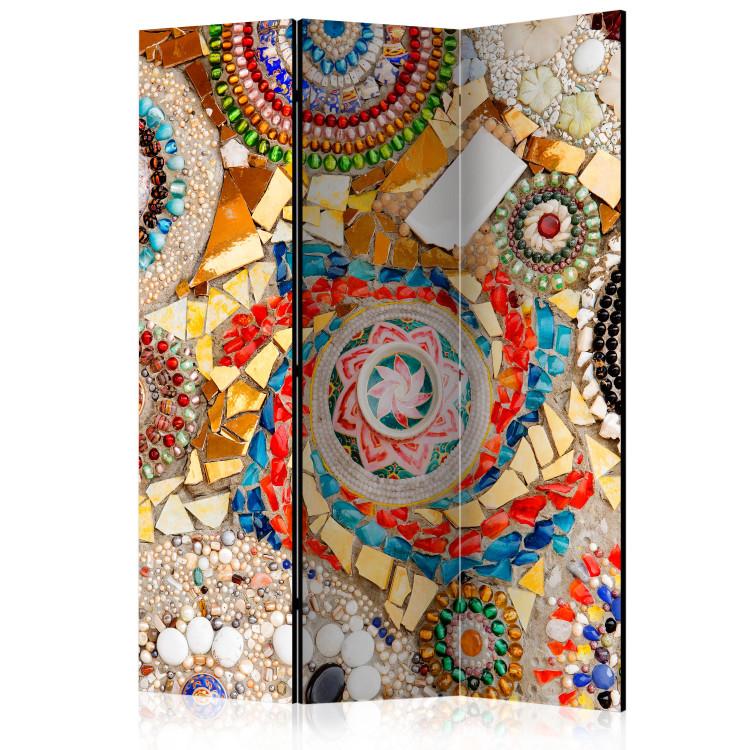 Room Divider Moroccan Mosaic (3-piece) - ethnic pattern with colorful stones