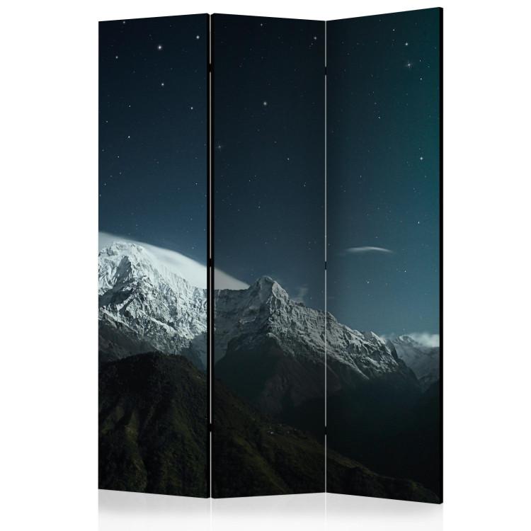 Room Divider Aurora Borealis (3-piece) - mountain landscape against night sky and stars