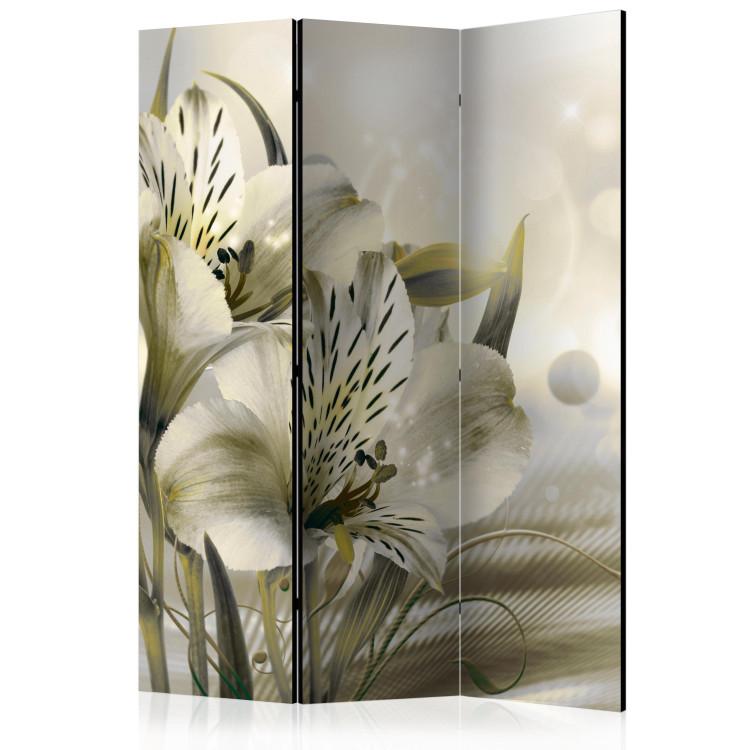 Room Divider Green Dawn (3-piece) - unique composition in lily flowers