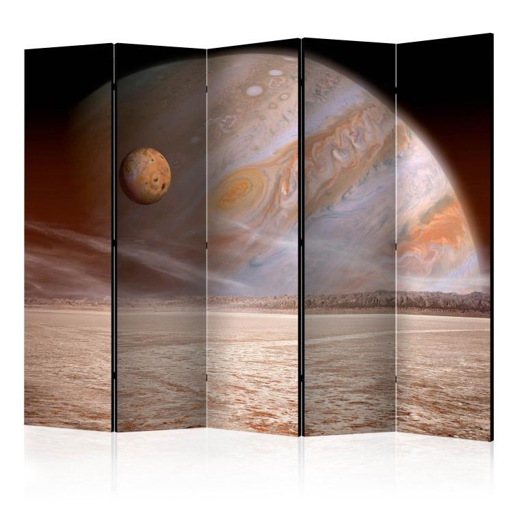 Room Divider Small and Big Planet II (5-piece) - space fantasy in beige tones