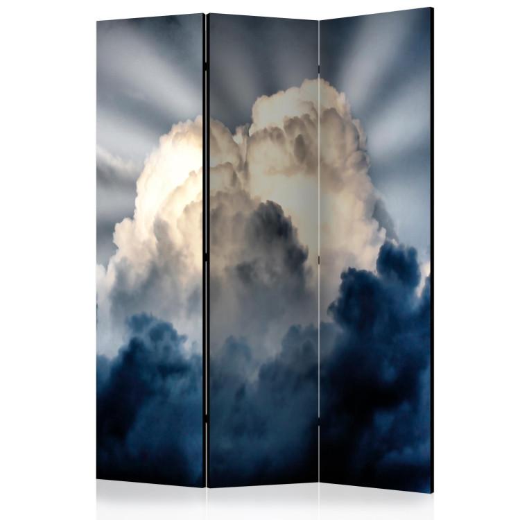 Room Divider Rays in the Sky (3-piece) - bright sun amidst stormy clouds