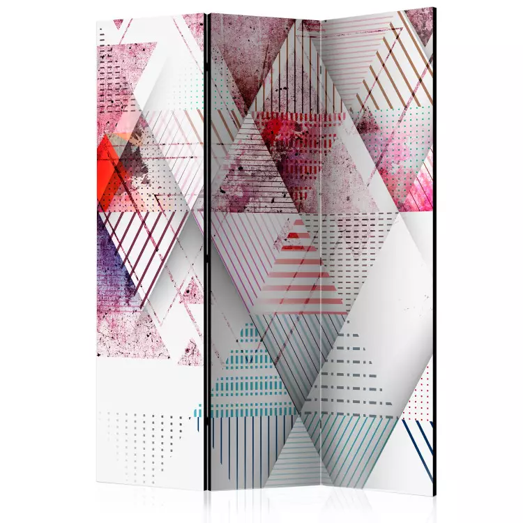 Room Divider World of Triangles (3-piece) - colorful geometric pattern with abstraction