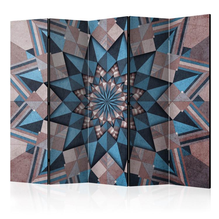 Room Divider Starry Mandala (Brown-Blue) II (5-piece) - oriental background