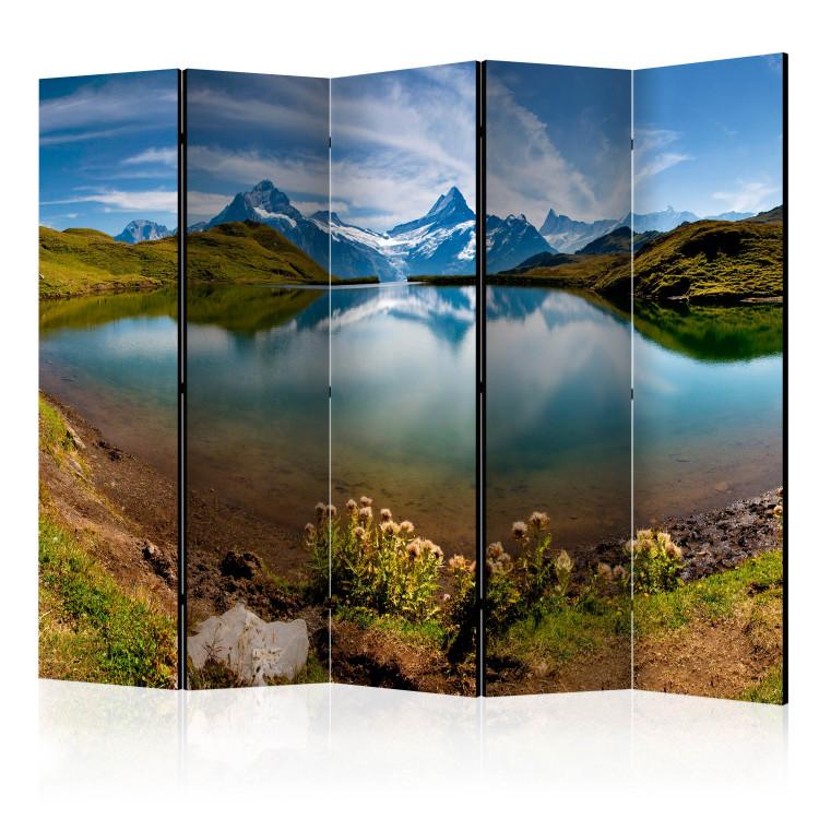 Room Divider Mountains Reflecting in Lake Surface (5-piece) - nature landscape