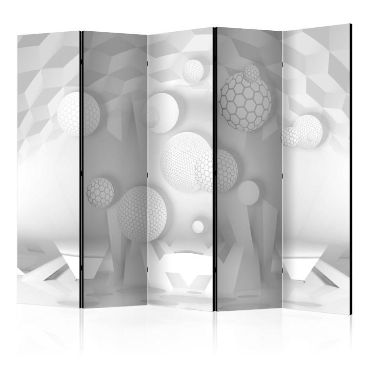 Room Divider Wheels in Space II (5-piece) - white geometric abstraction