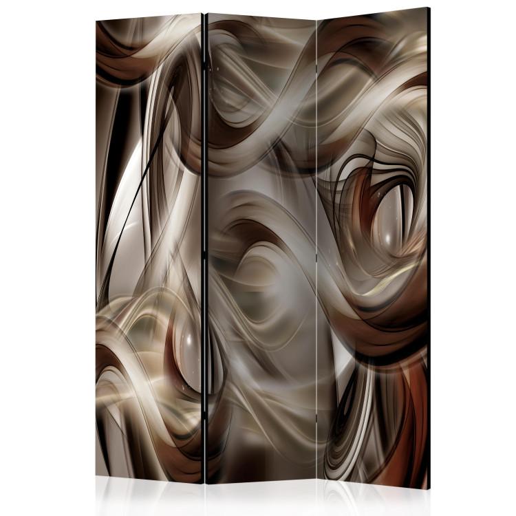 Room Divider Brown Whirl (3-piece) - elegant smoke-shaped illusion