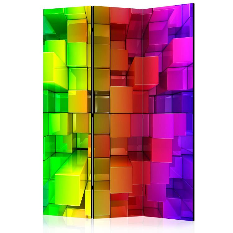 Room Divider Colorful Puzzle (3-piece) - multicolored geometric blocks