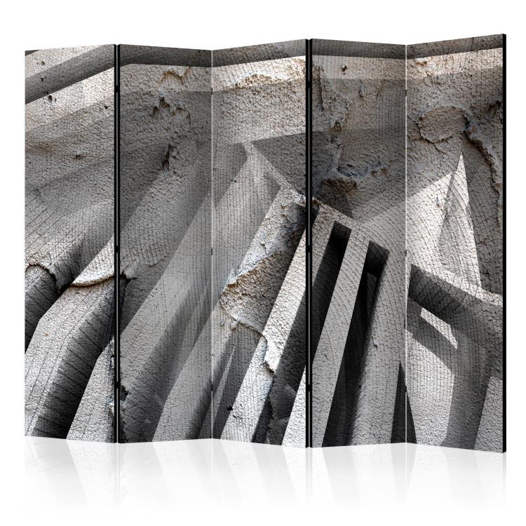Room Divider 3D Concrete II (5-piece) - industrial abstraction in gray