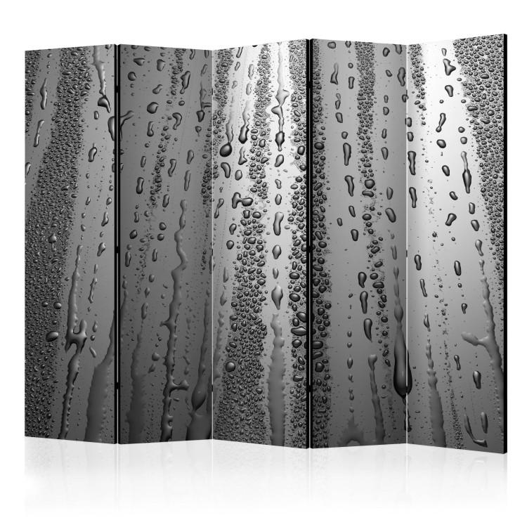 Room Divider Summer Drizzle II (5-piece) - gray composition with raindrops