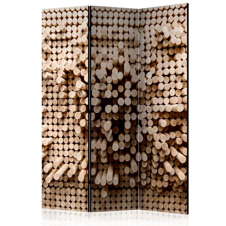 Room Divider Stick Puzzle (3-piece) - brown mosaic in 3D form