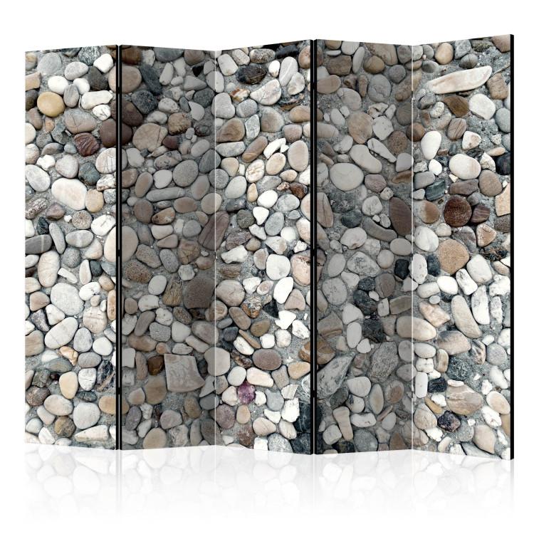 Room Divider Colorful Pebbles on the Beach (5-piece) - summer background in a stone mosaic