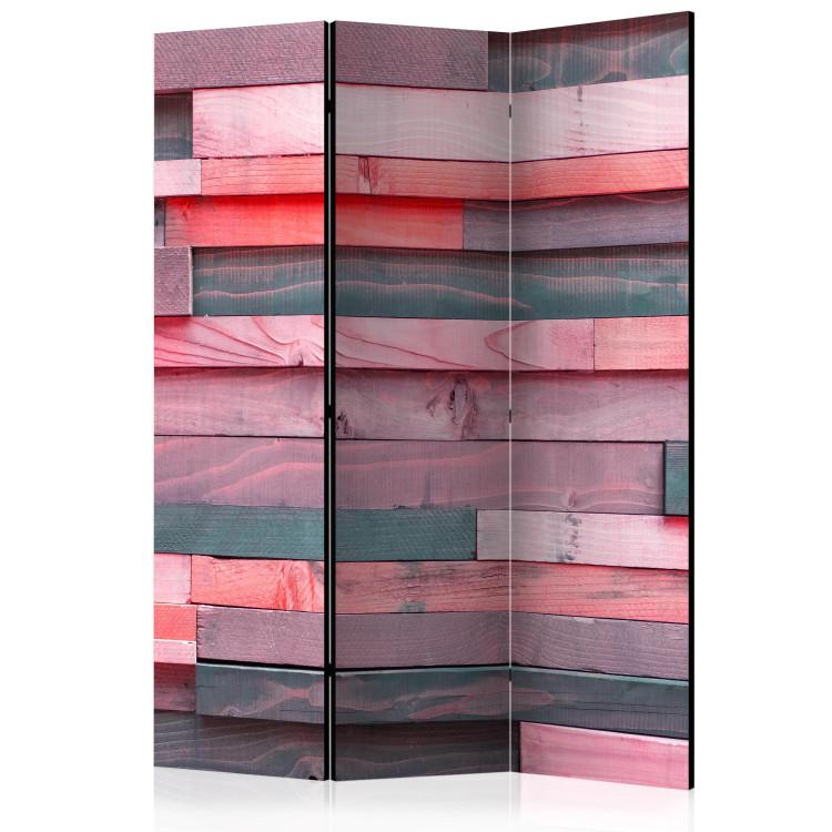 Room Divider Pink Cottage (3-piece) - composition in colorful wooden strips