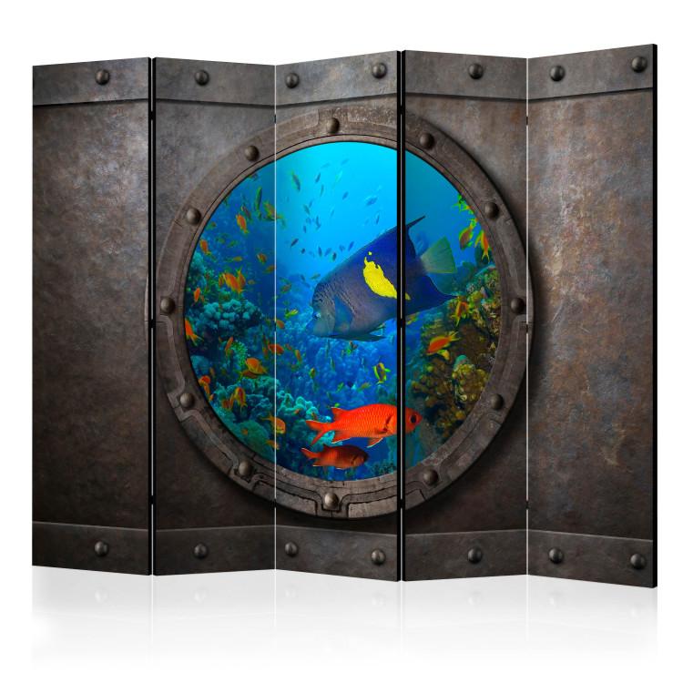 Room Divider Submarine Window II (5-piece) - colorful underwater landscape