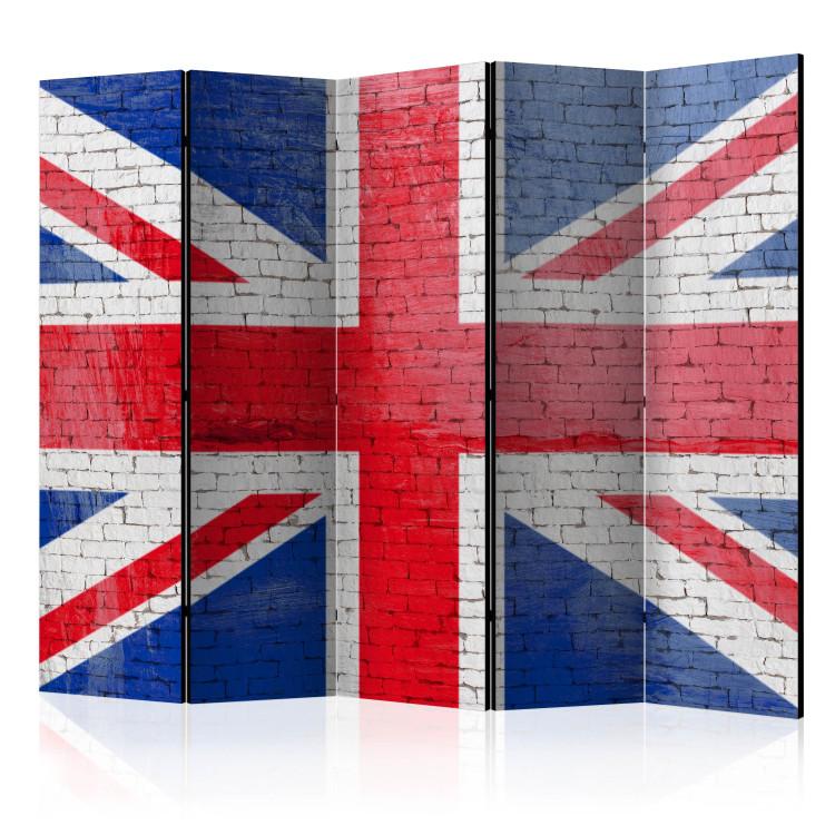 Room Divider British Flag II (5-piece) - Union Jack flag on a wall background