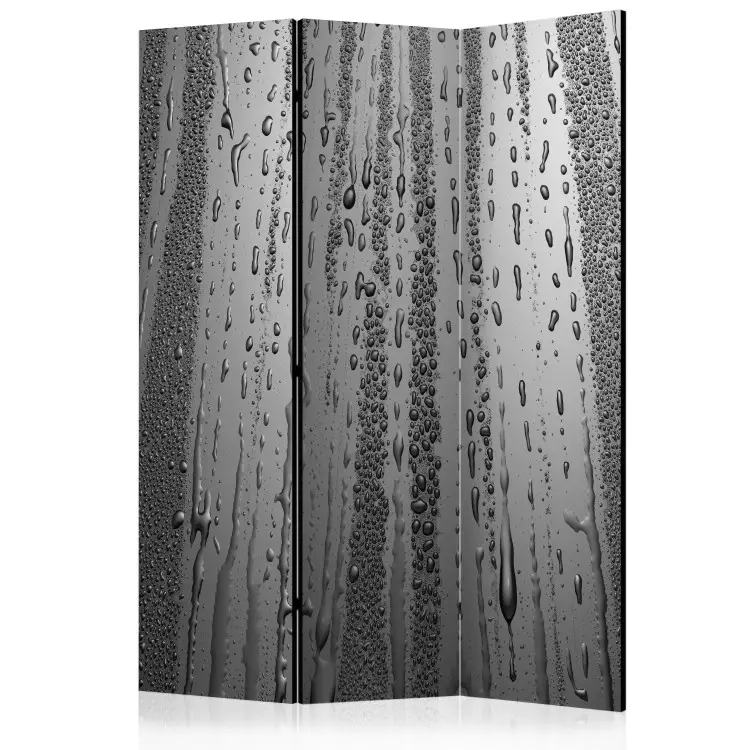 Room Divider Summer Drizzle (3-piece) - gray composition in raindrops