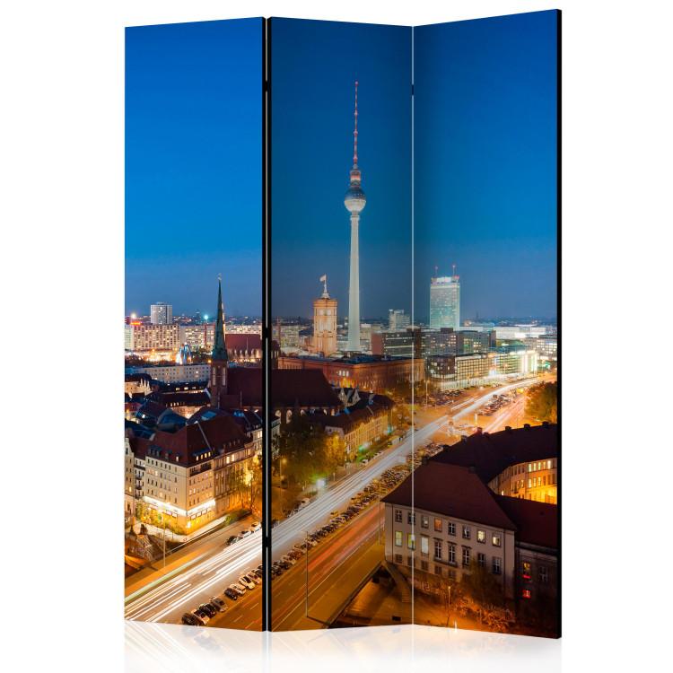 Room Divider Berlin by Night (3-piece) - city panorama against the backdrop of the night sky