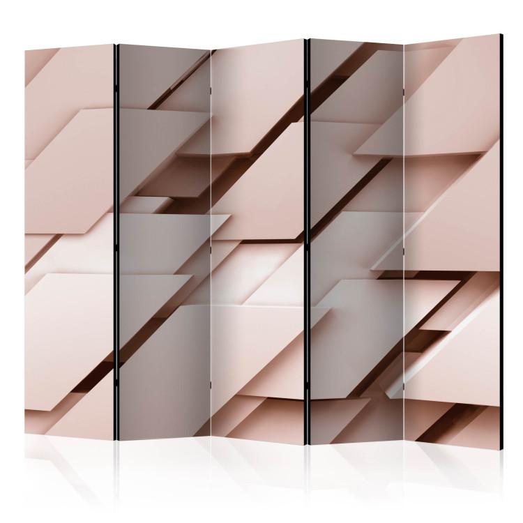 Room Divider Think Pink II (5-piece) - pink abstraction in geometric figures