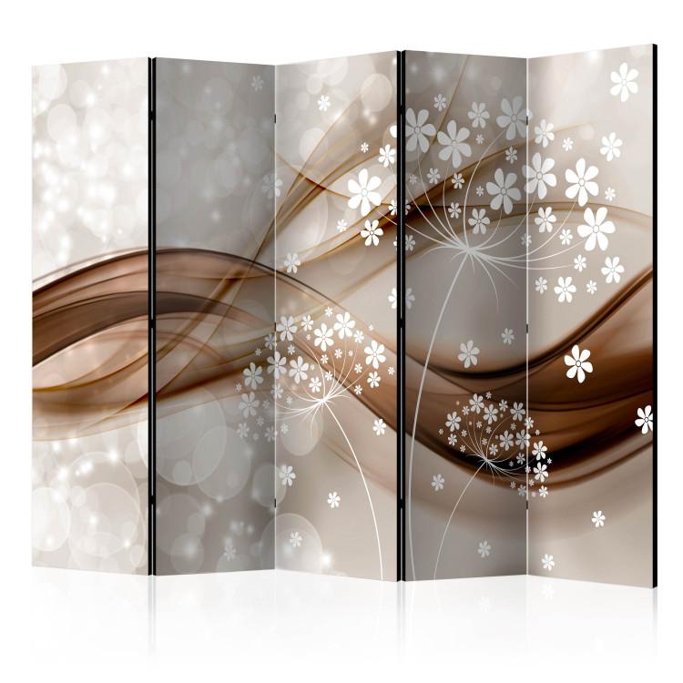 Room Divider Spring Stories II (5-piece) - beige 3D illusion in light flowers