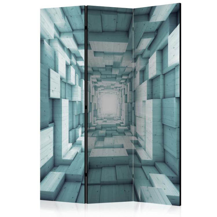 Room Divider Geometric Tunnel II (3-piece) - wooden blue blocks