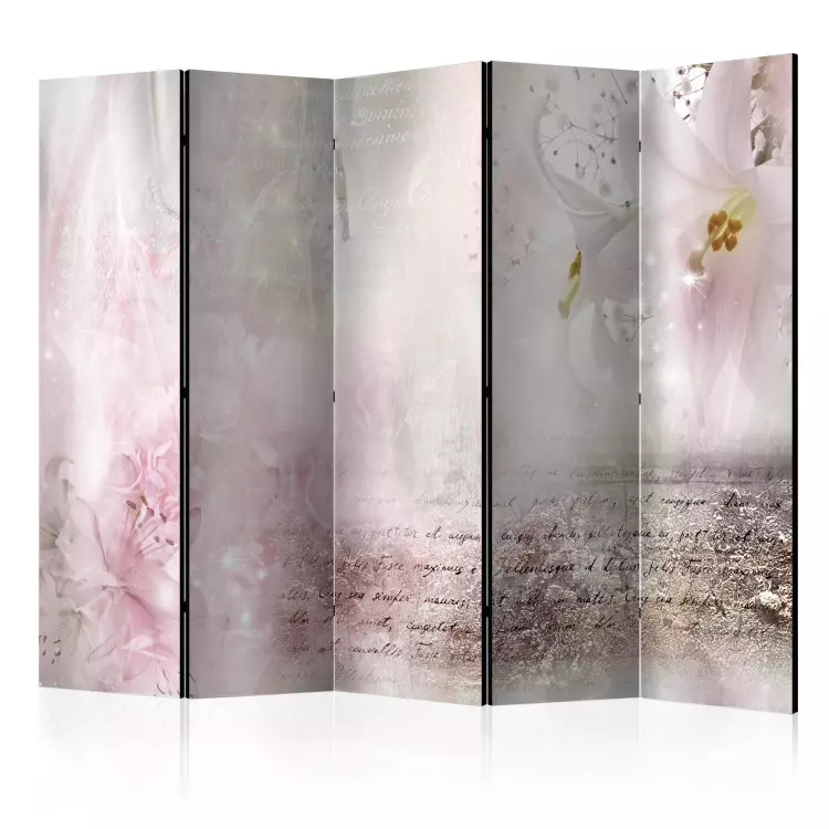 Room Divider Delicate Lilies II (5-piece) - romantic composition in flowers