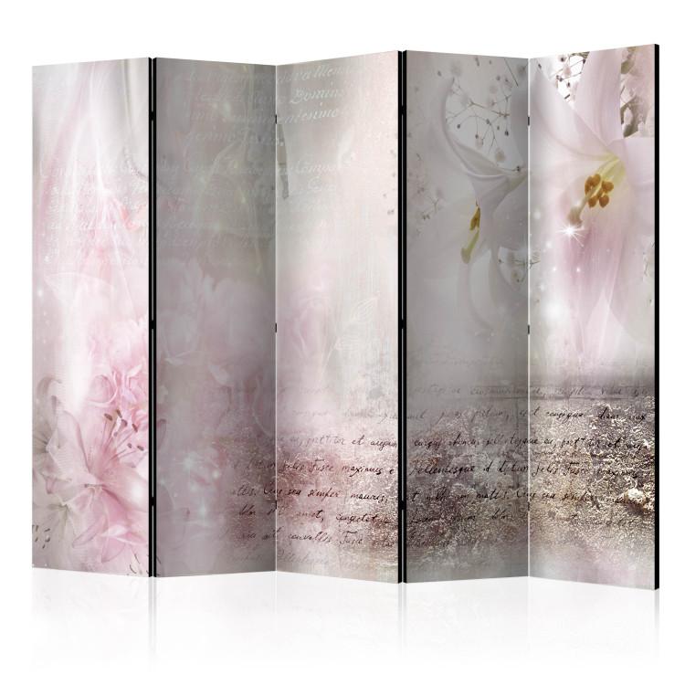 Room Divider Delicate Lilies II (5-piece) - romantic composition in flowers