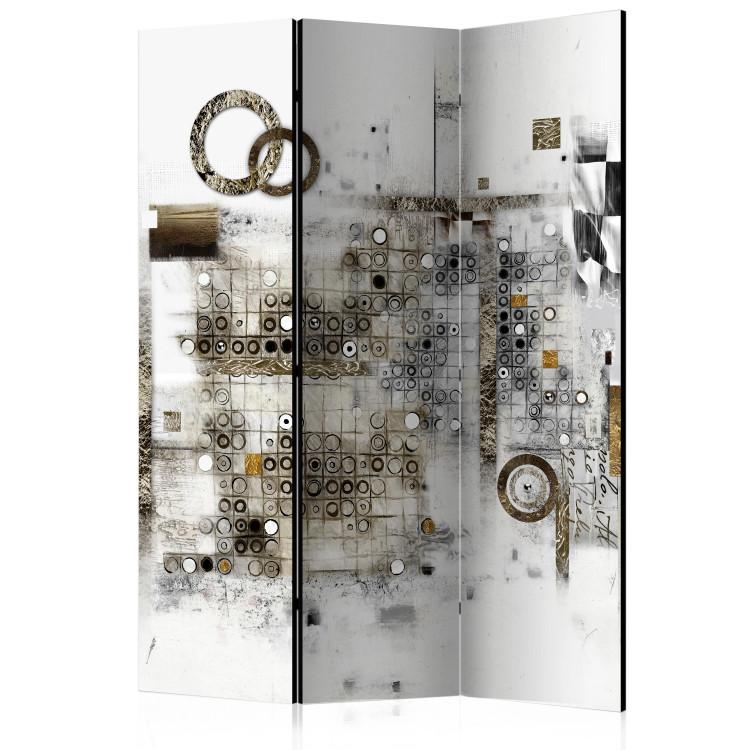 Room Divider Artistic Puzzle (3-piece) - unique abstraction in beige circles