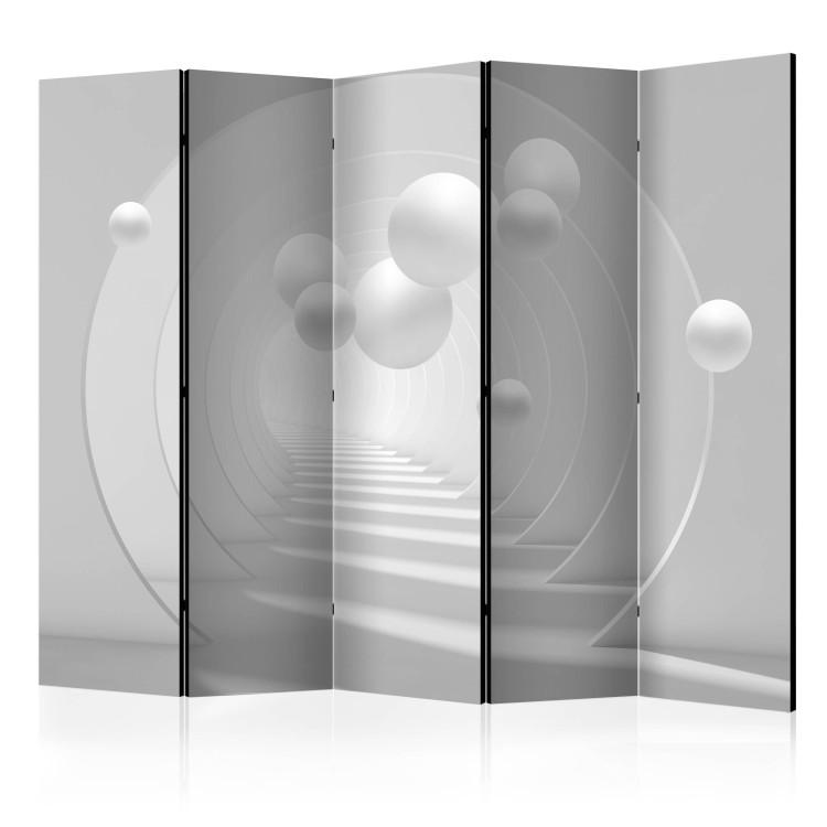 Room Divider 3D Tunnel II (5-piece) - alabaster space with spheres and circles