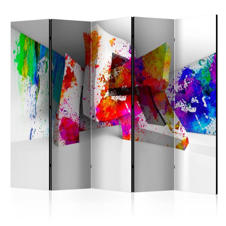 Room Divider Three-dimensional Shapes II (5-piece) - colorful illusion in 3D form