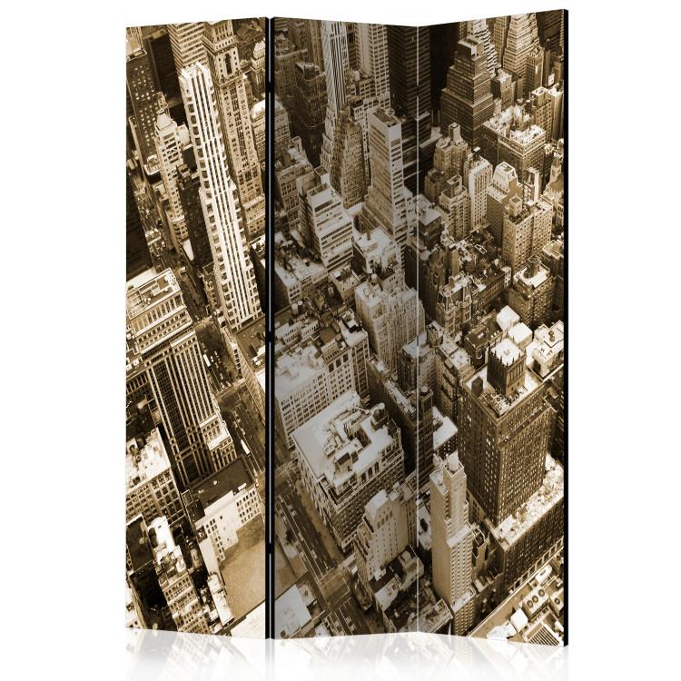 Room Divider New York Aerial View (3-piece) - view of Manhattan in sepia