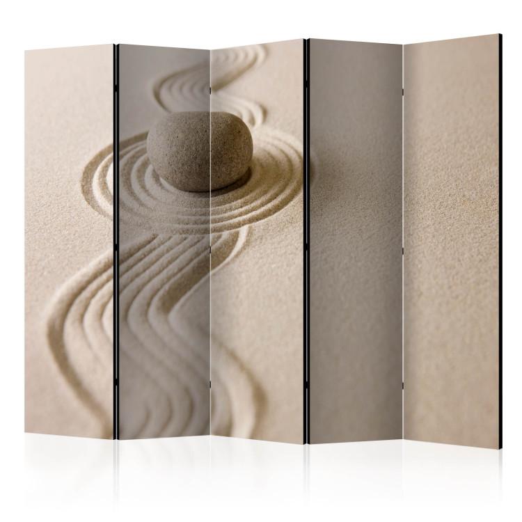 Room Divider Zen: Balance II (5-piece) - stone and sand in beige composition