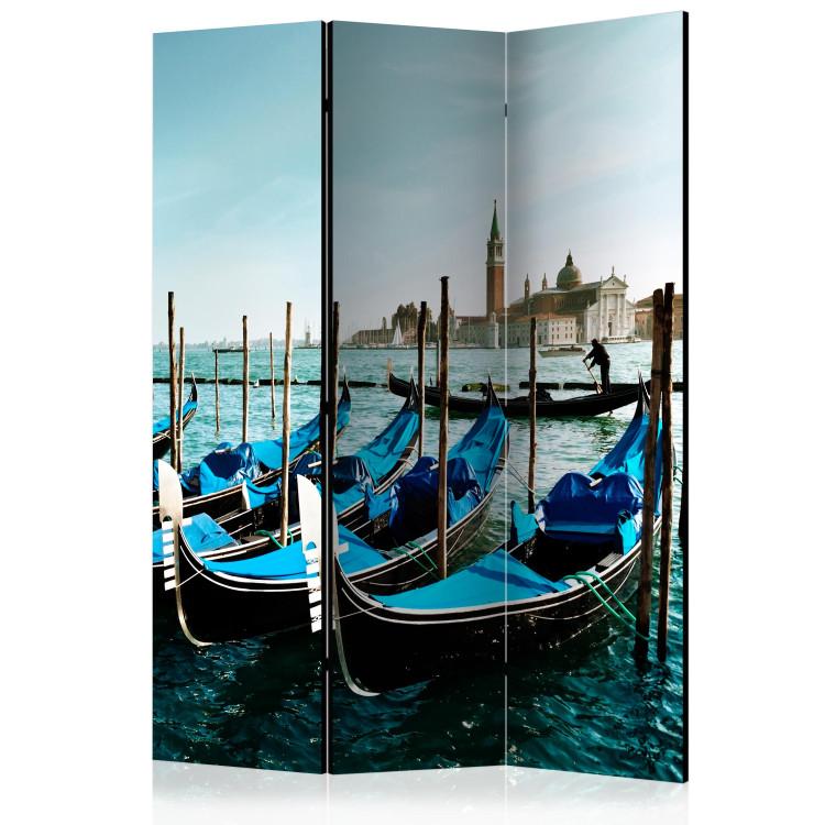 Room Divider Gondolas on the Grand Canal (3-piece) - boats and beautiful Venice in the background