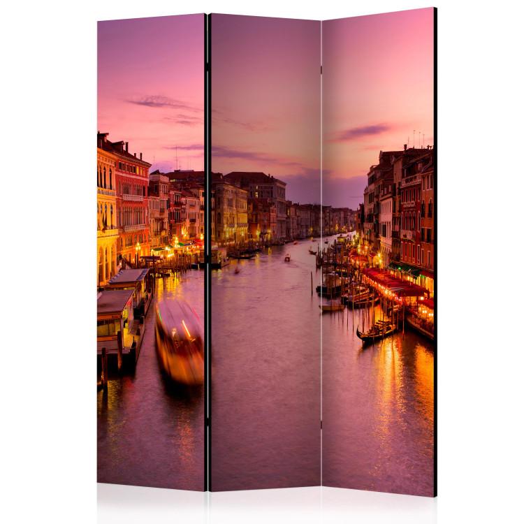 Room Divider City of Lovers - Venice at Night (3-piece) - river and architecture