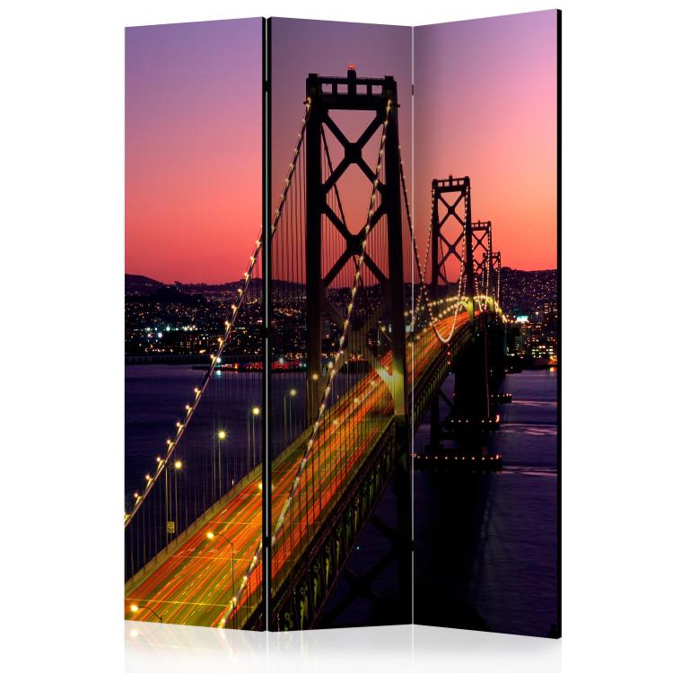 Room Divider Charming Evening in San Francisco (3-piece) - sunset and bridge