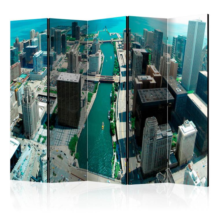Room Divider Urban Architecture Chicago II (5-piece) - city aerial view