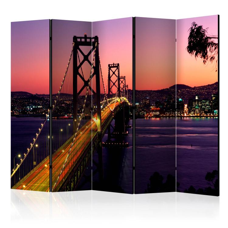 Room Divider Charming Evening in San Francisco II (5-piece) - architecture at night