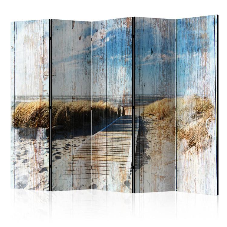 Room Divider Unforgettable Summer II (5-piece) - beach and sea landscape in the distance