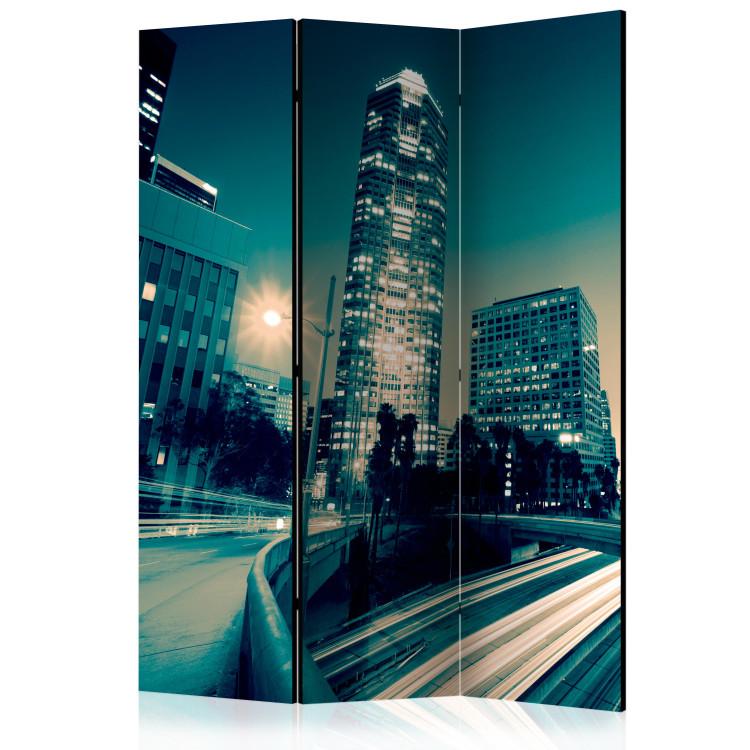 Room Divider Los Angeles Streets at Night (4-piece) - architecture amidst lights