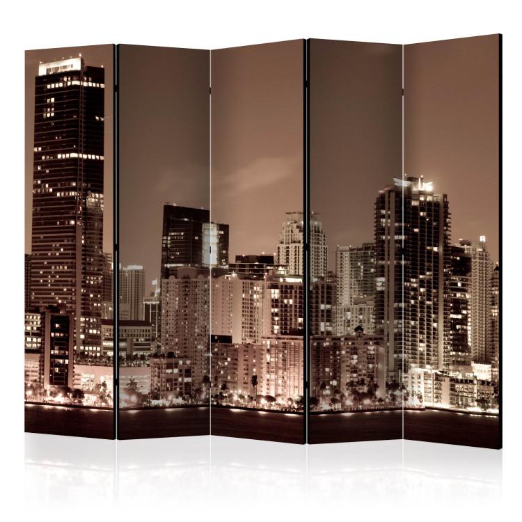 Room Divider Nightlife in Miami II (5-piece) - city skyline in the middle of the night