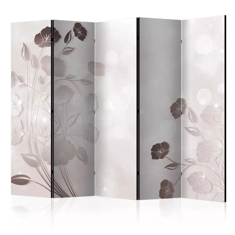Room Divider Delicacy of Flowers II (5-piece) - beige background with floral motif