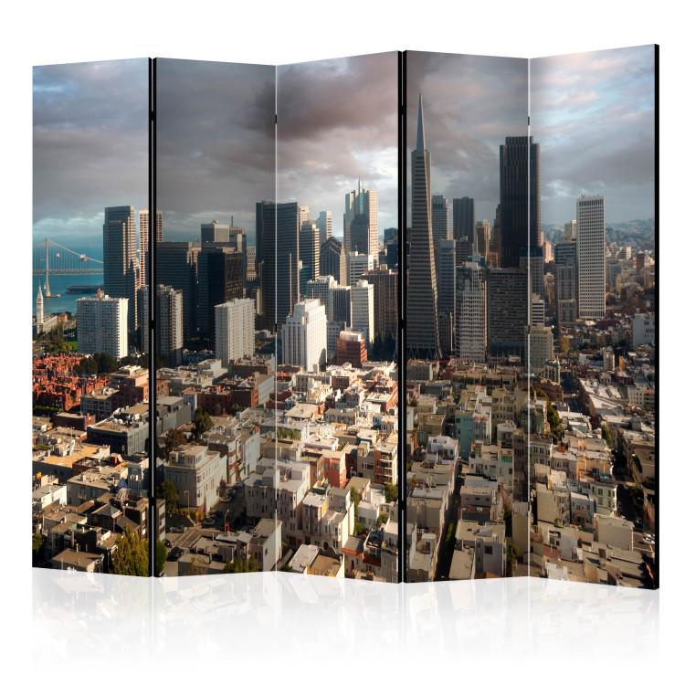 Room Divider In the Clouds II (5-piece) - New York architecture from a bird's eye view
