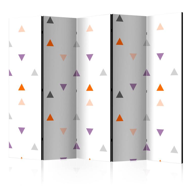 Room Divider Rain of Triangles II (5-piece) - light background in geometric pattern