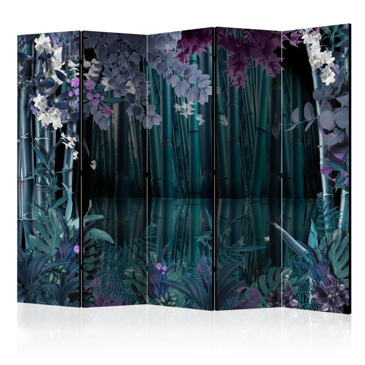 Room Divider Mysterious Night II (5-piece) - oriental pattern in bamboo and plants
