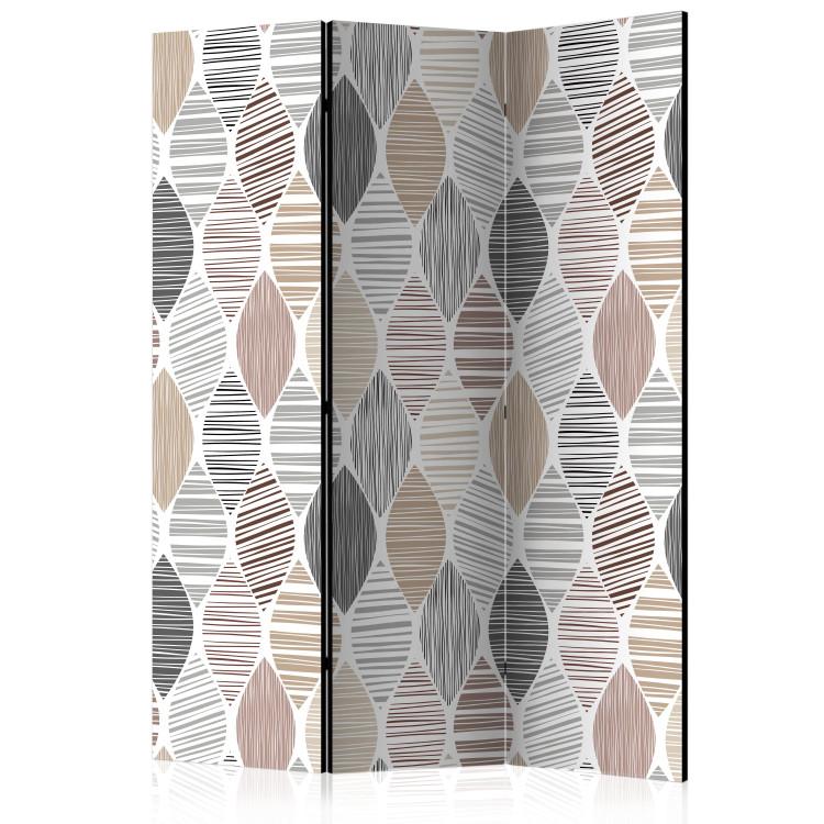 Room Divider Teardrops (3-piece) - pattern in irregular stripes in warm shades
